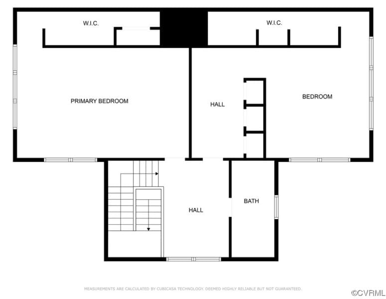 upstairs floor plan of a large home